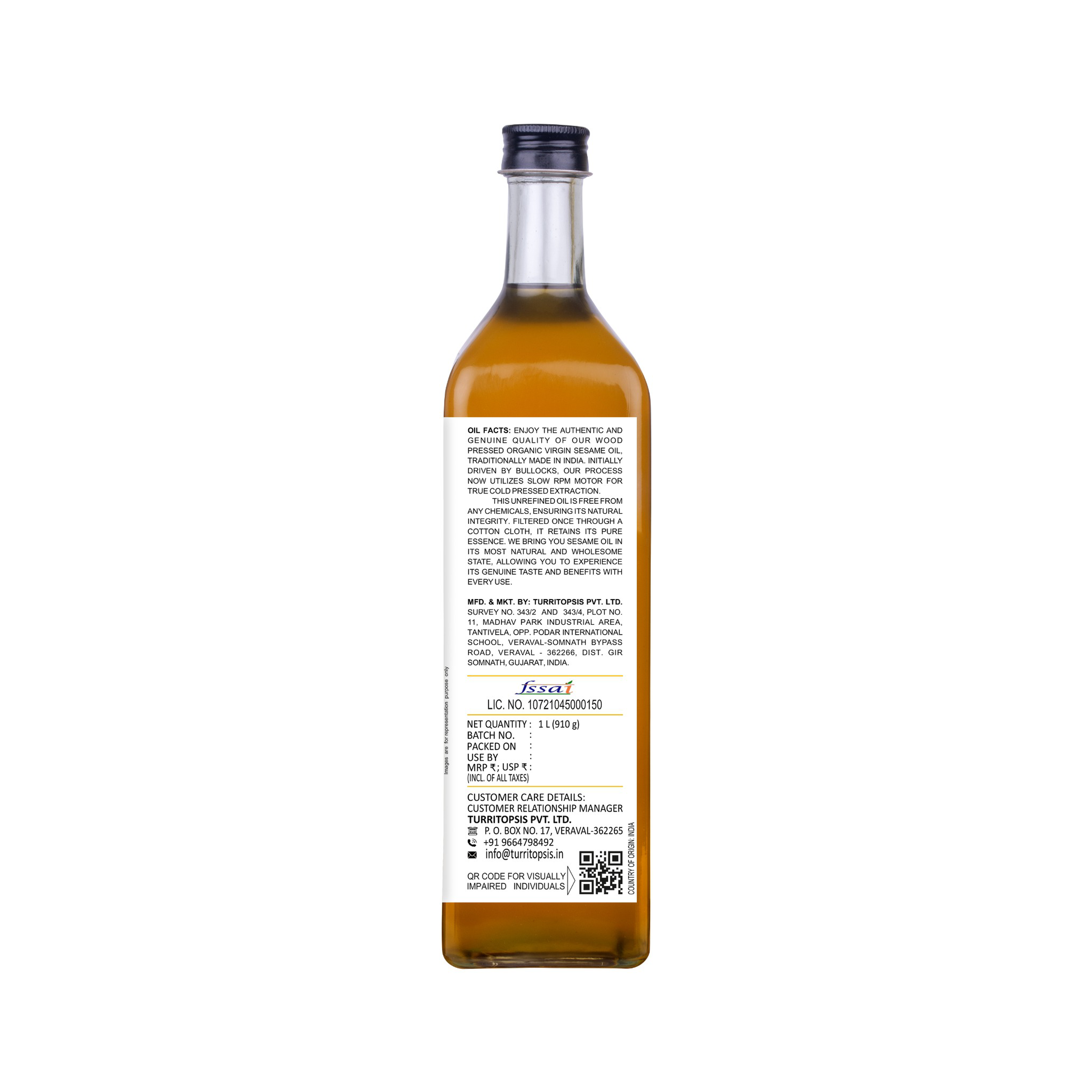 Certified Organic Black Sesame Oil