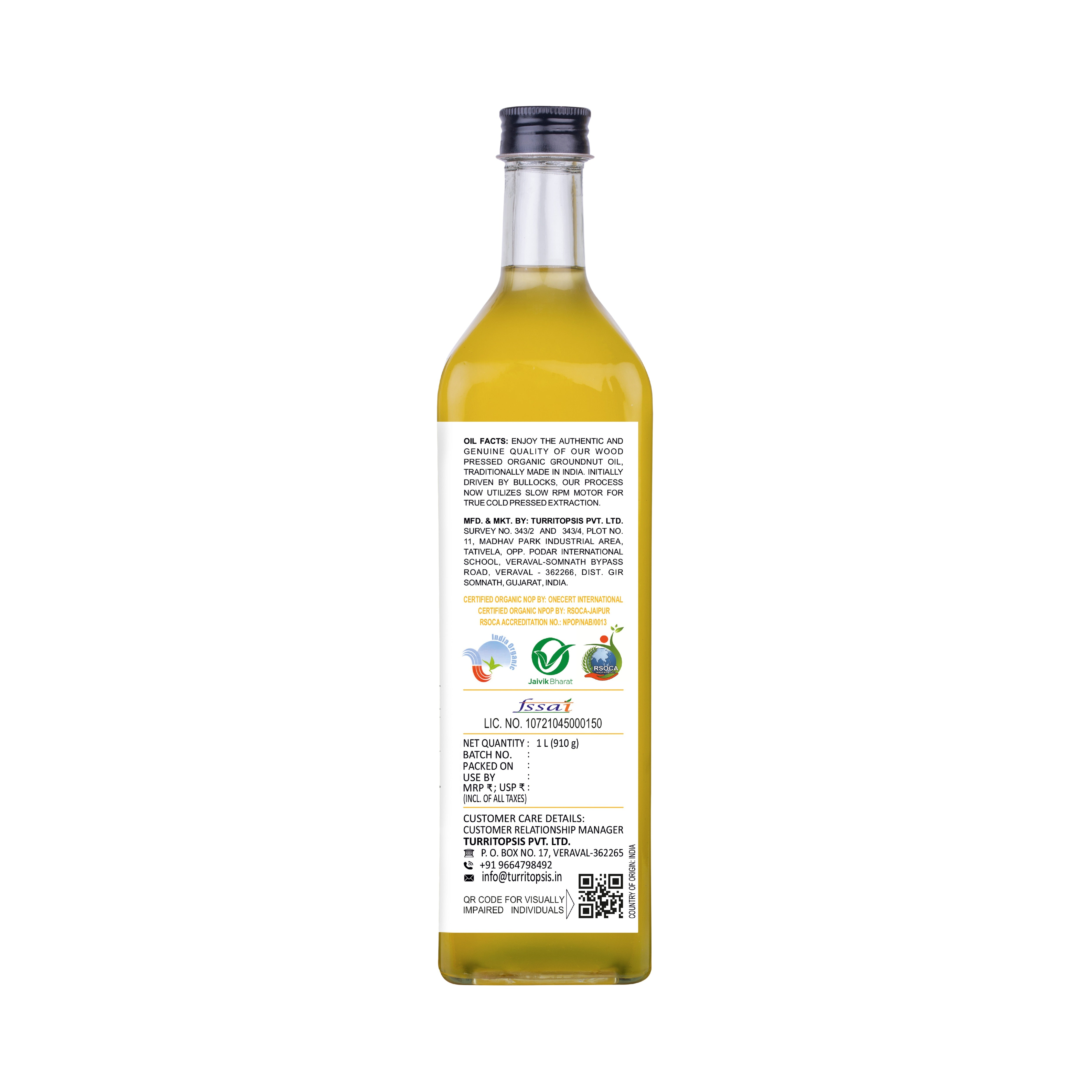 Wood pressed groundnut oil