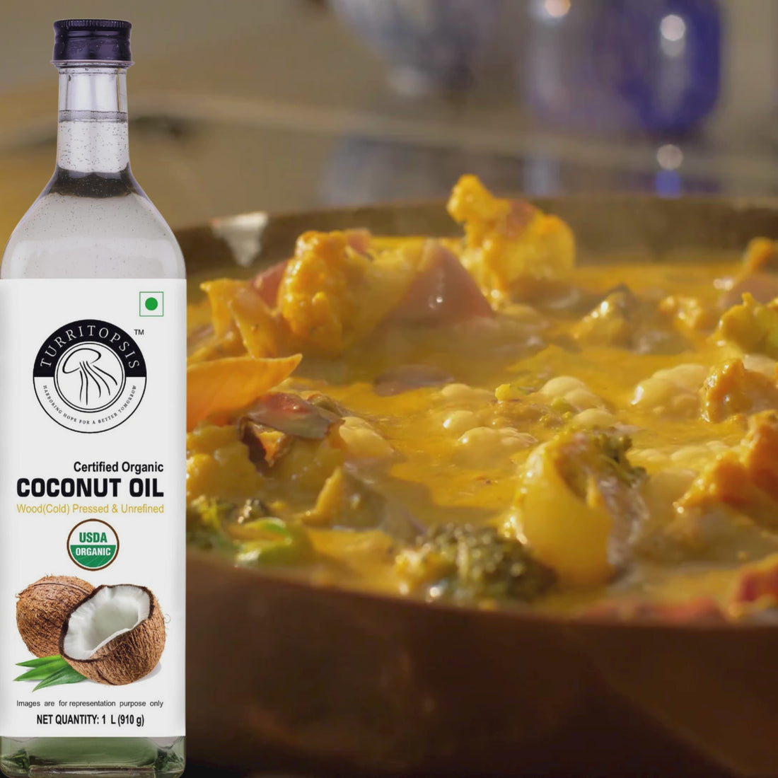 chettinad vegetable curry made with edible coconut oil
